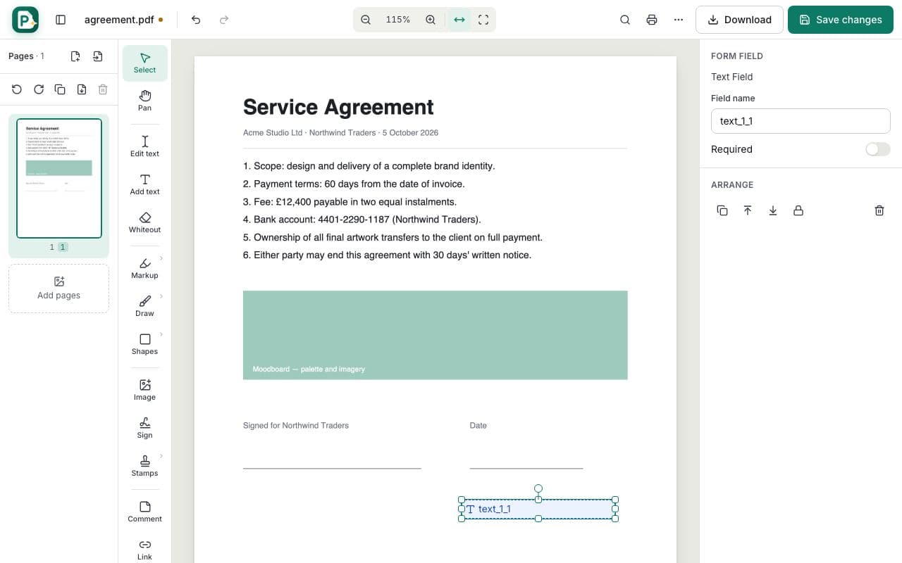 How to create a fillable PDF form: step 2, draw form fields in PDFella