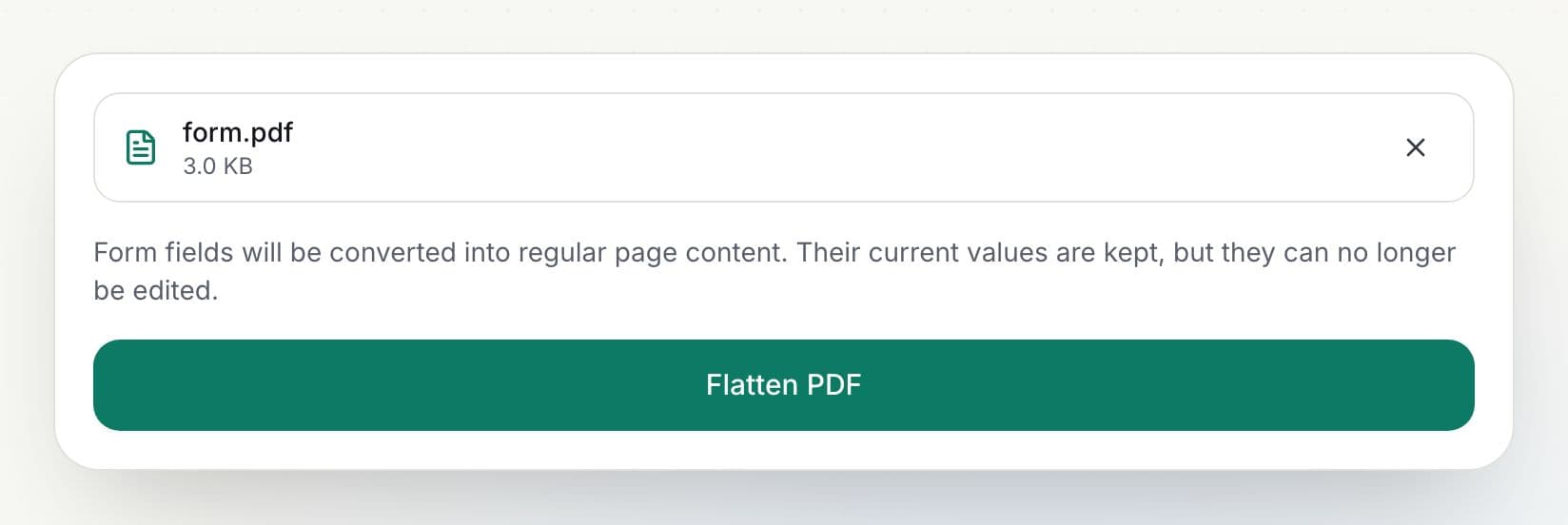 How to flatten a PDF: step 2, click flatten pdf in PDFella
