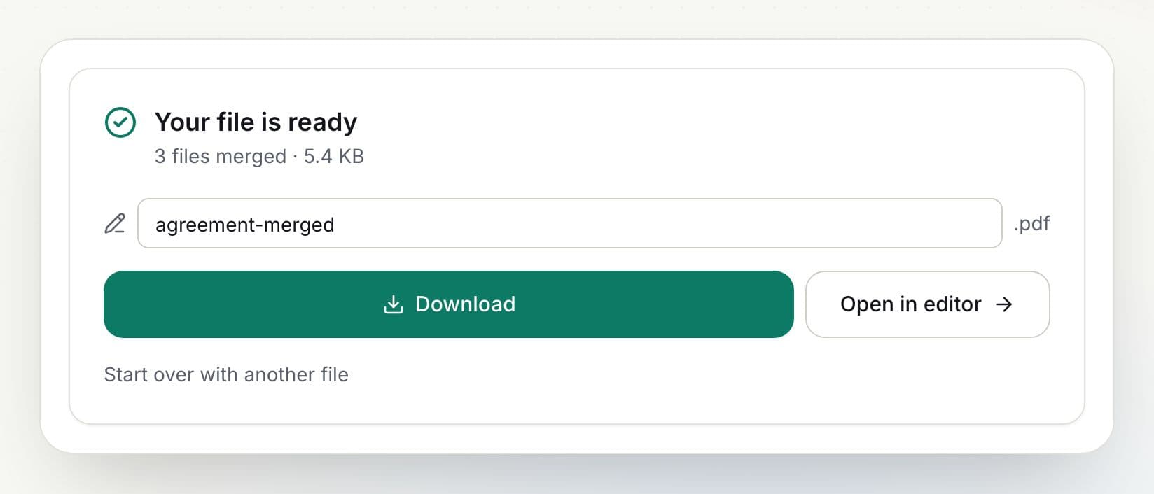 How to merge PDF files: step 4, download the result in PDFella