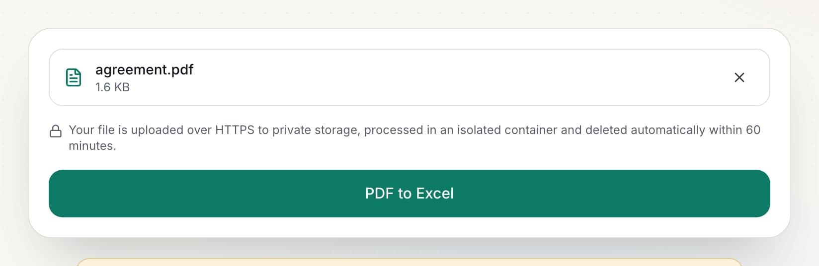 How to convert PDF to Excel: step 2, convert in PDFella
