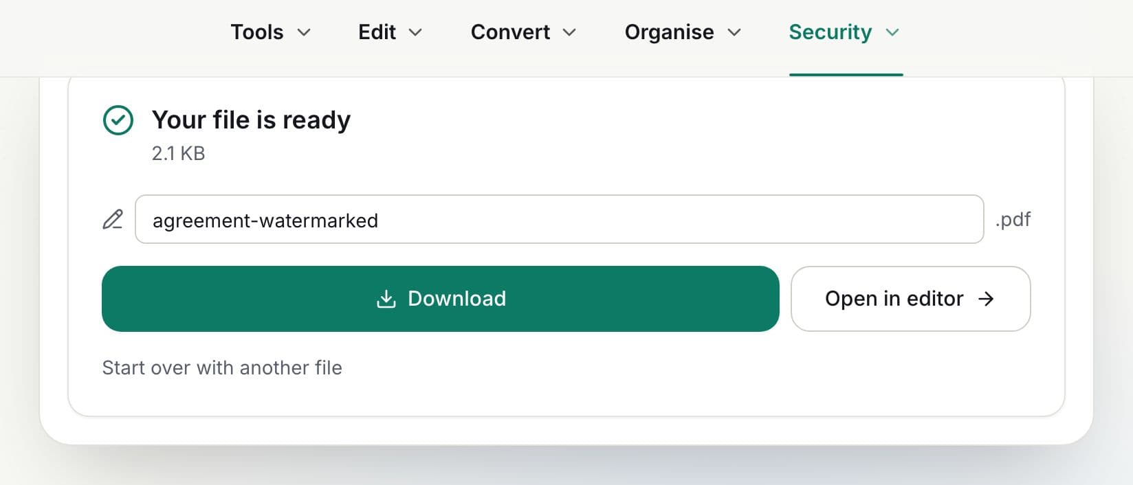 How to add a watermark to a PDF: step 4, download the result in PDFella