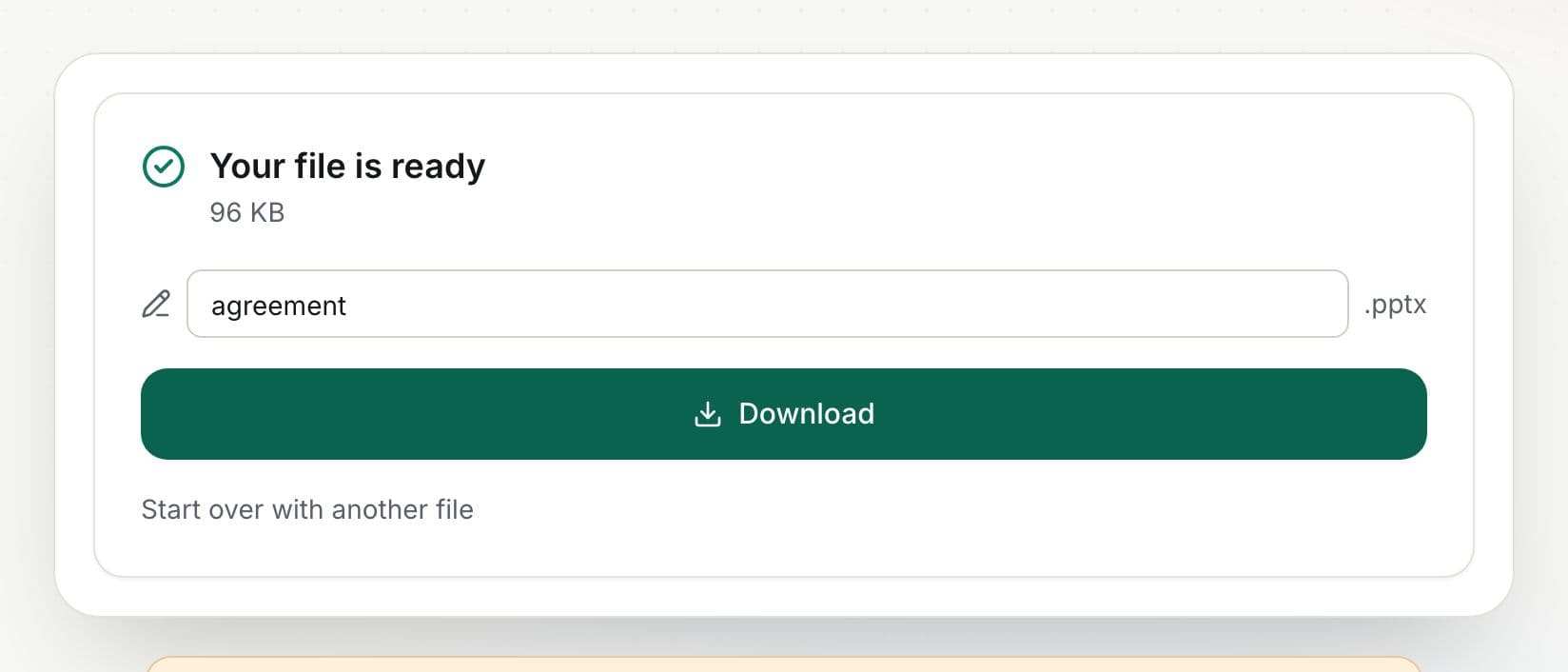 How to convert PDF to PowerPoint: step 3, download your powerpoint file in PDFella